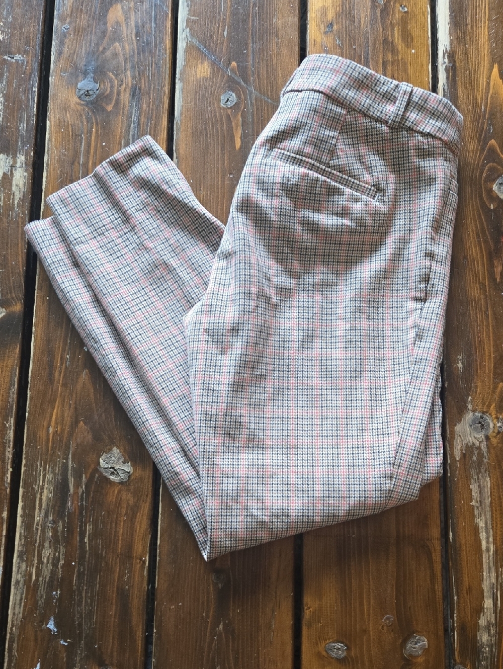 Banana Republic Cropped Plaid Pants in Orange And Brown Slone Fit